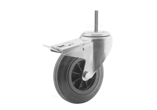 Zwenkwiel rubber 160 3KO M8x20mm met rem 