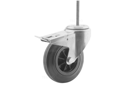 Zwenkwiel rubber 160 3KO M8x40mm met rem 