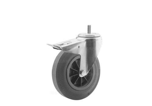 Zwenkwiel rubber 200 3KO M10x70mm met rem 