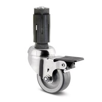 TENTE zwenkwiel RVS 50 7TP ronde buis 19-21,5mm met rem
