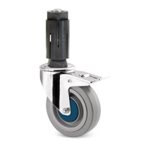 TENTE Zwenkwiel RVS 125 elastisch rubber KO ronde buis 19-21,5mm met rem