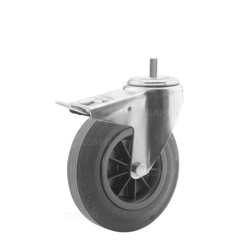 Zwenkwiel rubber 200 3KO M12x25mm met rem 