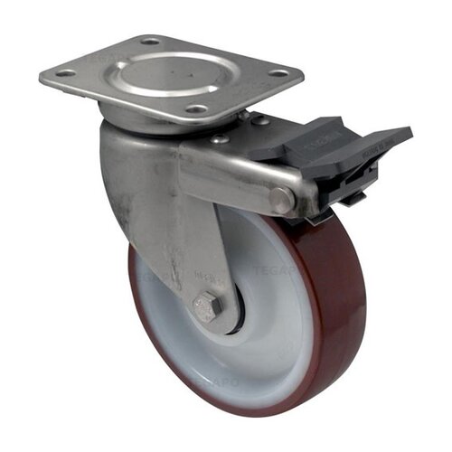 CSN zwaarlast zwenkwiel 8NOP Xtra RVS 125mm met rem 