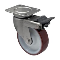 CSN zwaarlast zwenkwiel 8NOP RVS 200mm met rem