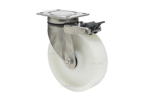 CSN zwaarlast zwenkwiel 8NY RVS 100mm met rem 
