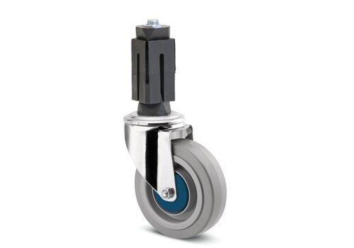 TENTE Zwenkwiel RVS 100 elastisch rubber KO ronde buis 21,5-24mm 