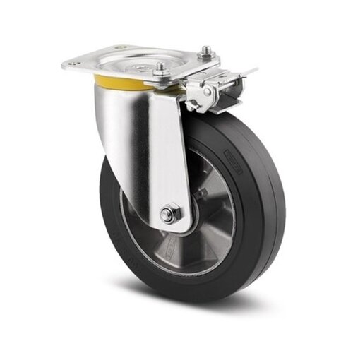 TENTE Zwenkwiel rubber 125 5SO met stuurslot 