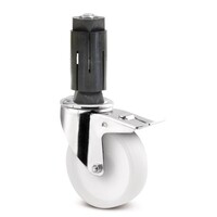 TENTE Zwenkwiel RVS 125 nylon NO ronde buis 27-30mm met rem