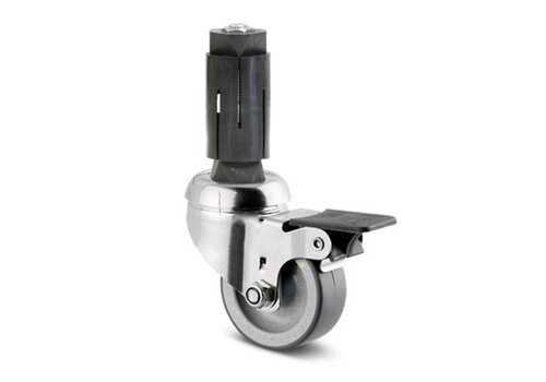 TENTE zwenkwiel RVS 50 7TP ronde buis 31-35mm met rem 