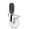 TENTE Zwenkwiel RVS 125 nylon NO ronde buis 21,5-24mm met rem