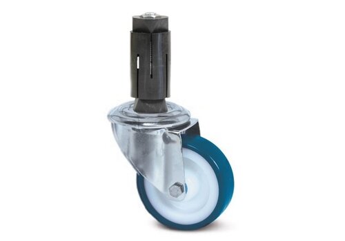 TENTE Zwenkwiel RVS 100 nylon NOC blauw ronde buis 24-27mm 