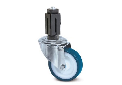 TENTE Zwenkwiel RVS 100 nylon NOC blauw vierkante koker 32-35mm 