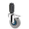 TENTE Zwenkwiel RVS 100 elastisch rubber KO vierkante koker 24-27mm met rem