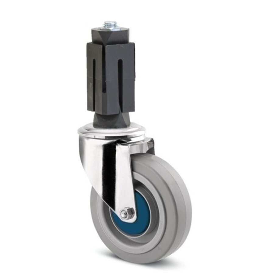 TENTE Zwenkwiel RVS 100 elastisch rubber KO vierkante koker 27-30mm-1