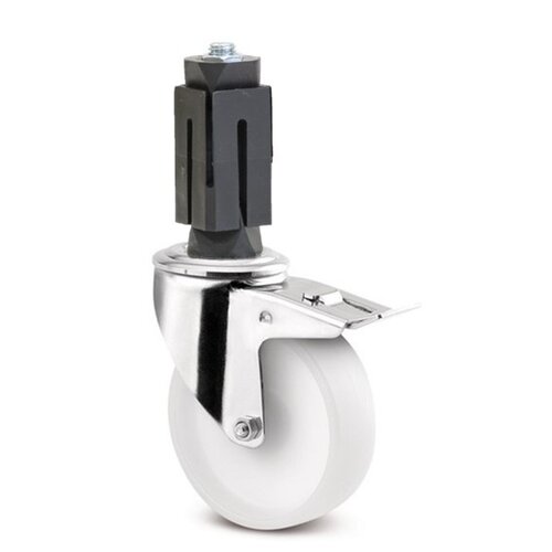 TENTE Zwenkwiel RVS 100 nylon NO vierkante koker 27-30mm met rem 