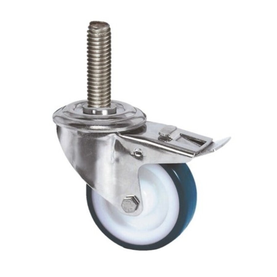Zwenkwiel RVS 100 nylon NOC M12x65 met rem-1