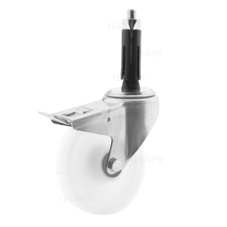 Zwenkwiel nylon 160 3NO ronde buis 19-21,5mm met rem-1