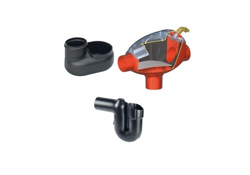 Fijnfilter met rustige toevoer, overloop met sifon en snelmof en rattenschild 