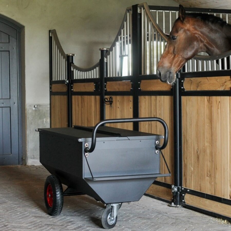 Voerwagen Premium black 350 liter met dubbele deksel-2