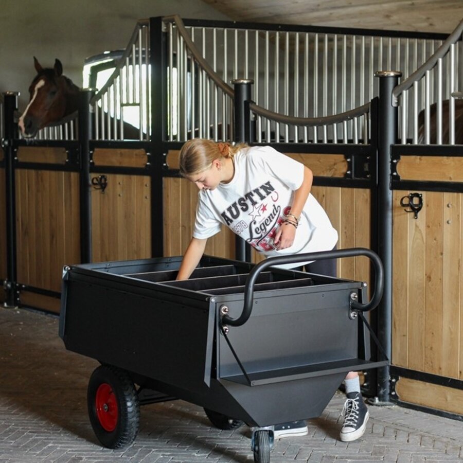 Voerwagen Premium black 350 liter met dubbele deksel-4