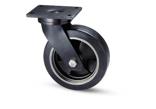 Veegmachine zwenkwiel 250mm 6AO rubber 