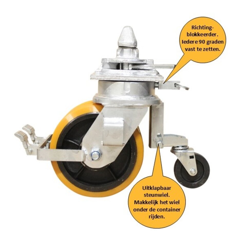 Set van 4 stuks zeecontainer wiel 13500 kg met ISO twistlock-2