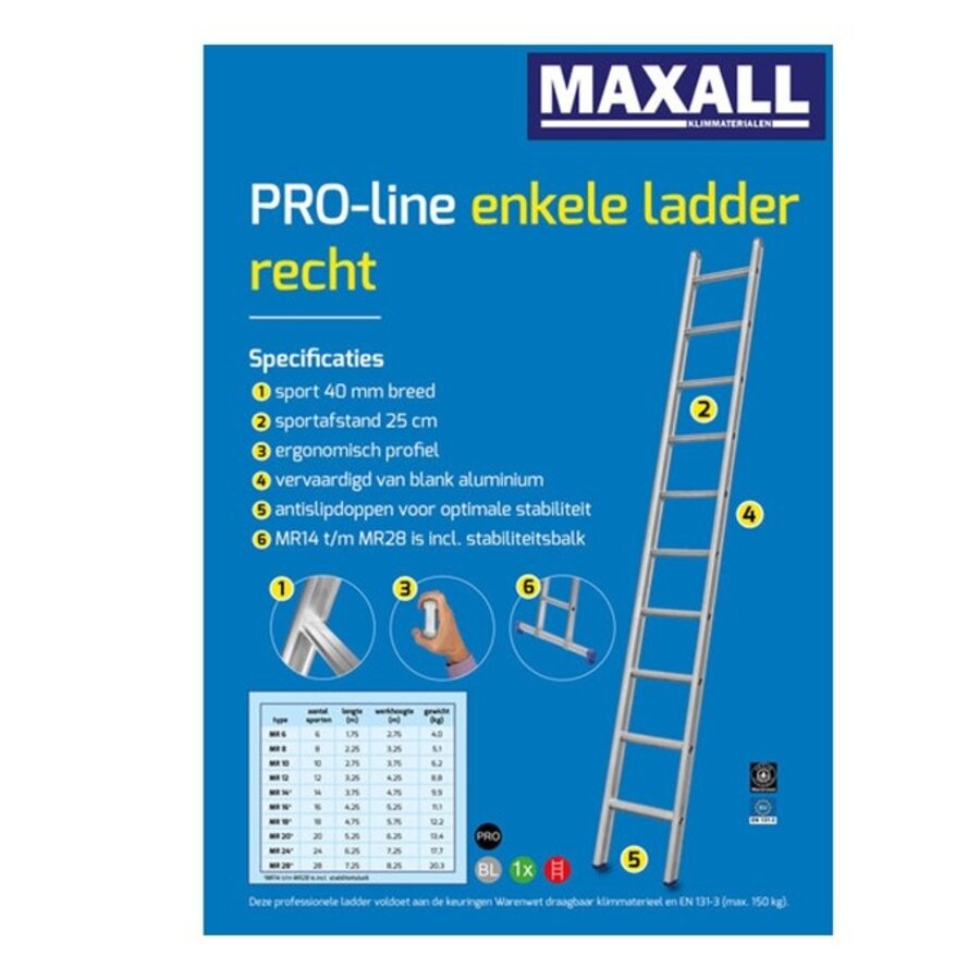 MAXALL enkele ladder recht 6 sporten-6