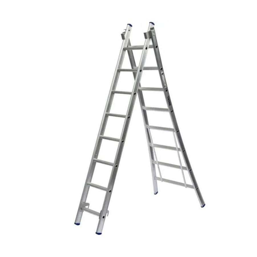 MAXALL 2-delige ladder uitgebogen 14 sporten GEANODISEERD-1