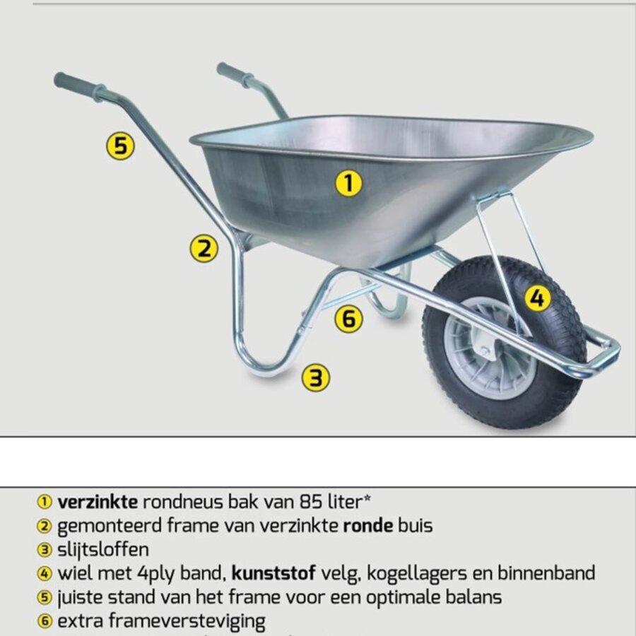 HUMMER kruiwagen verzinkt 85 liter-2