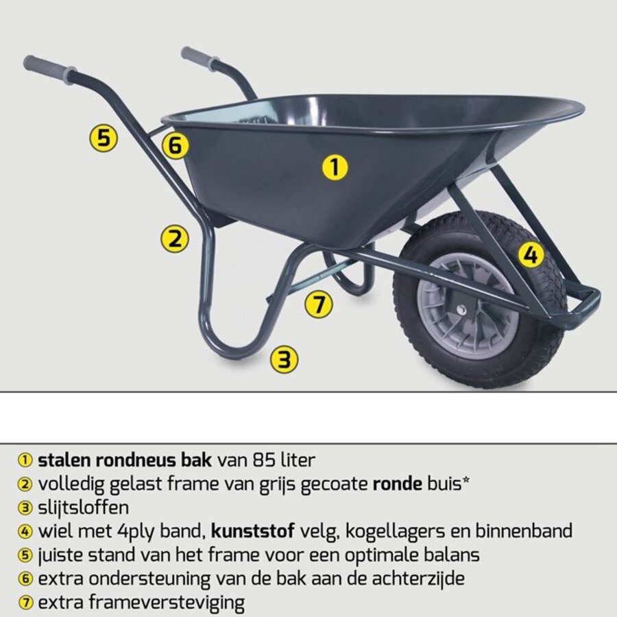 HUMMER bouwkruiwagen staal 85 liter-2