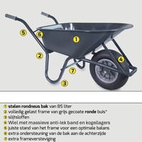 thumb-HUMMER bouwkruiwagen staal 85 liter anti-lek wiel-2