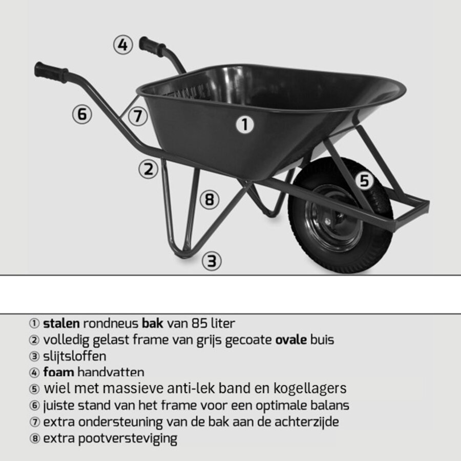 HUMMER PRO kruiwagen 85 liter anti-lek wiel-2