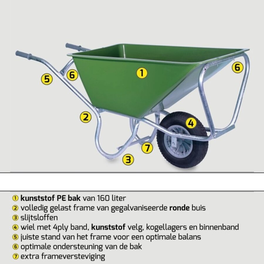 HUMMER PRO volumekruiwagen 160 liter-2
