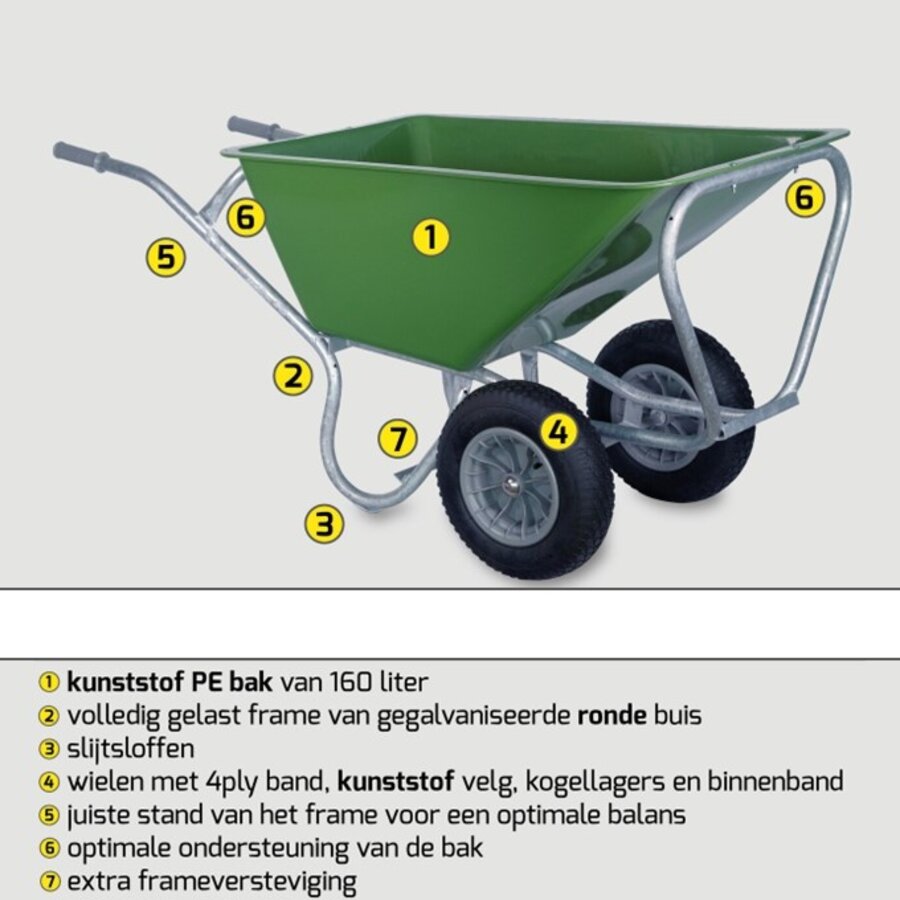 HUMMER PRO volumekruiwagen 160 liter 2 wiel-2
