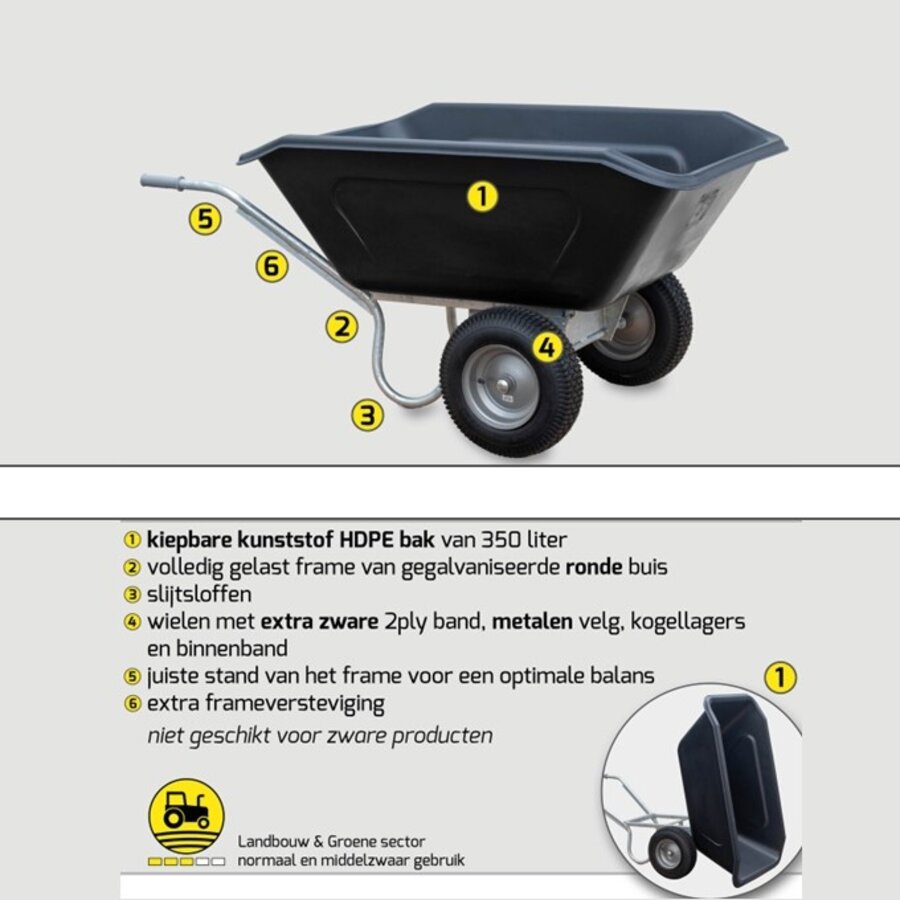 HUMMER PRO volumekruiwagen 350 liter-3