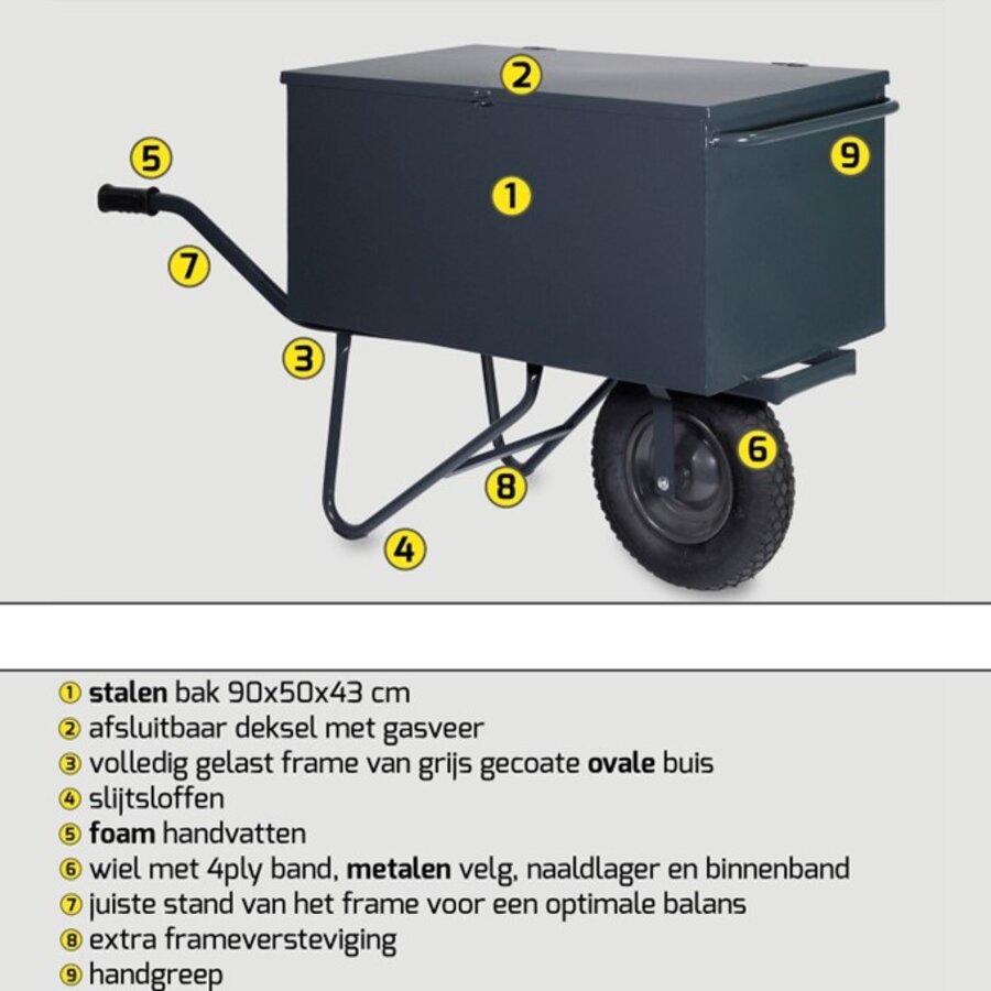HUMMER gereedschap kruiwagen 1 wiel-2