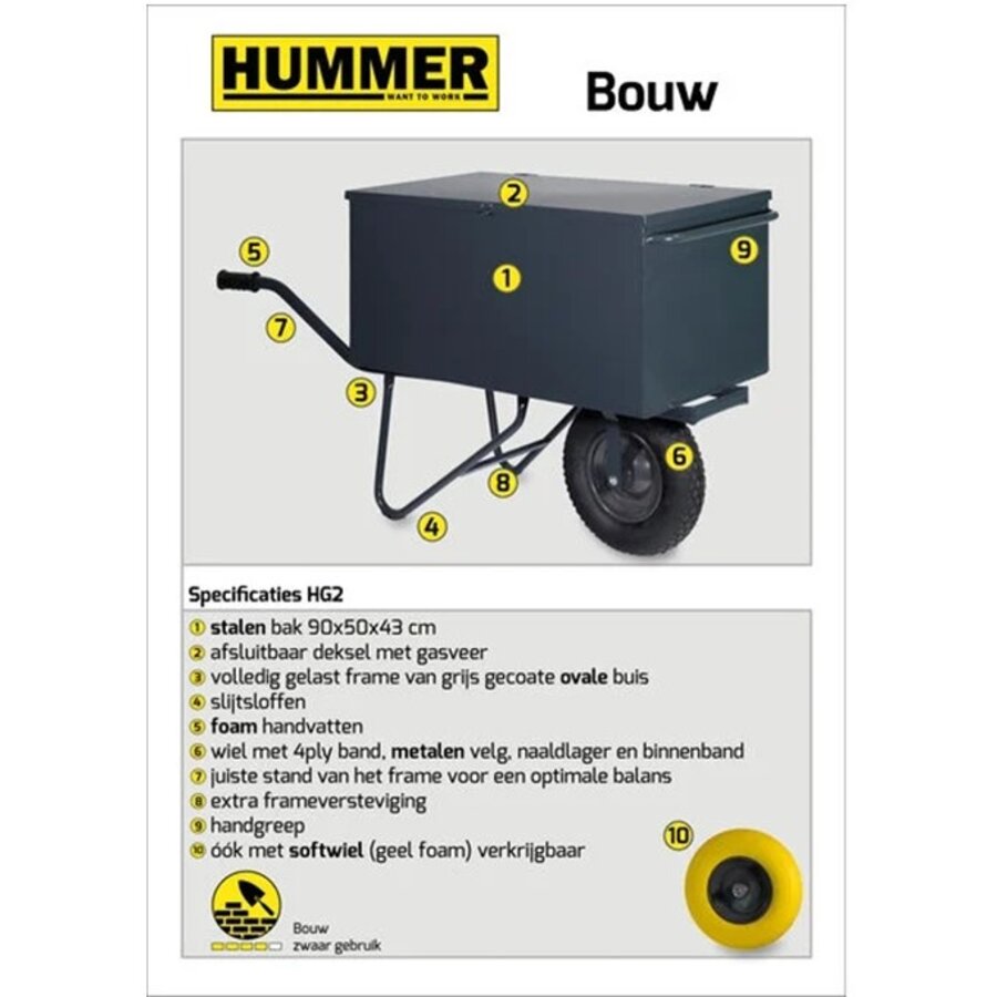 HUMMER gereedschapskruiwagen anti-lek wiel-2