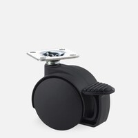 PP wiel 40mm plaat 38x38mm met rem