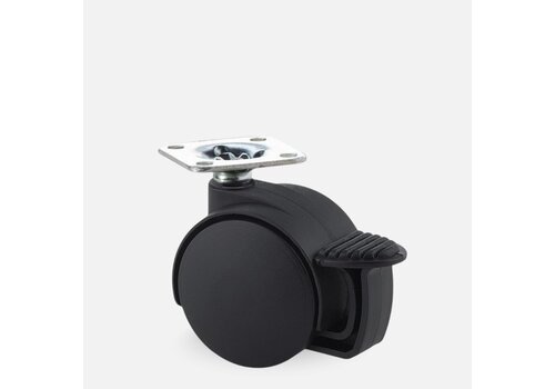 PP wiel 40mm plaat 38x38mm met rem 