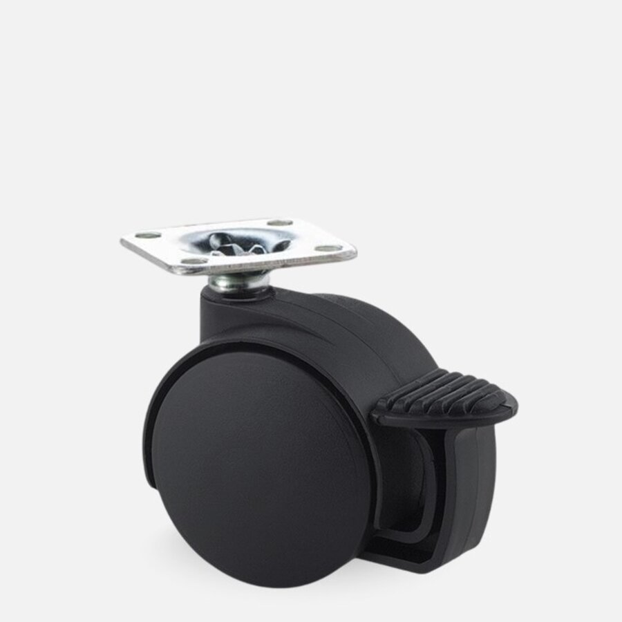 PP wiel 40mm plaat 30x30mm met rem-1