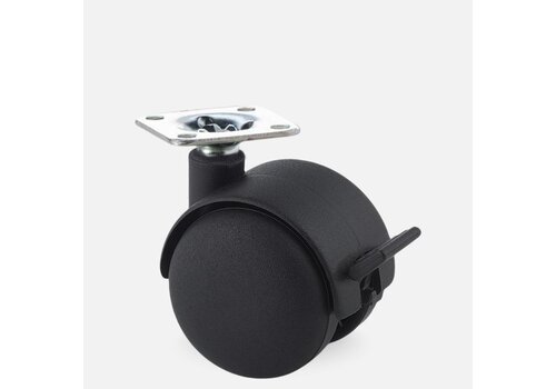 PP wiel 50mm plaat 42x42mm met rem 