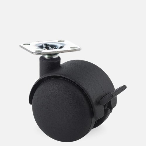 PP wiel 50mm plaat 38x38mm met rem 