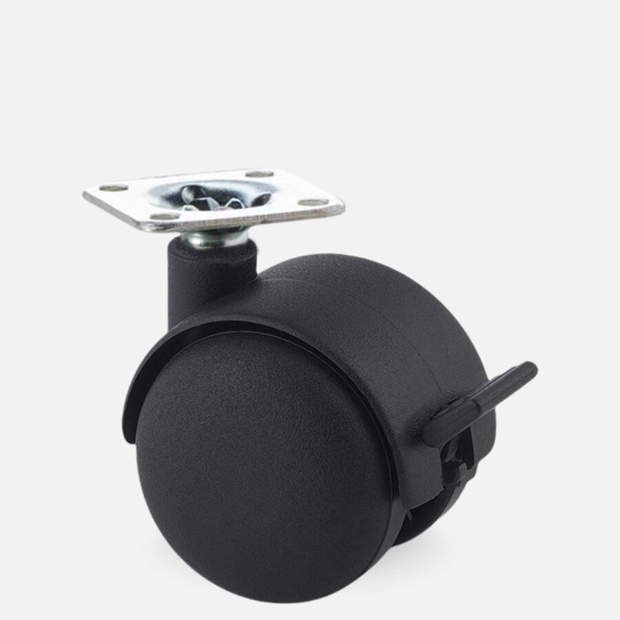PP wiel 50mm plaat 30x30mm met rem-1