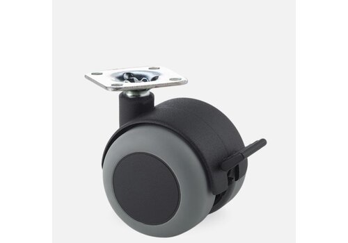 PPTP wiel 50mm plaat 30x30mm met rem 