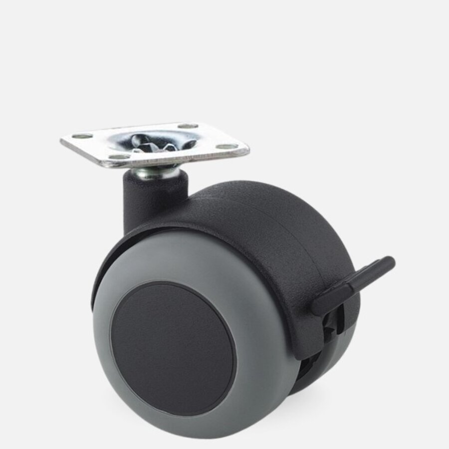 PPTP wiel 50mm plaat 30x30mm met rem-1