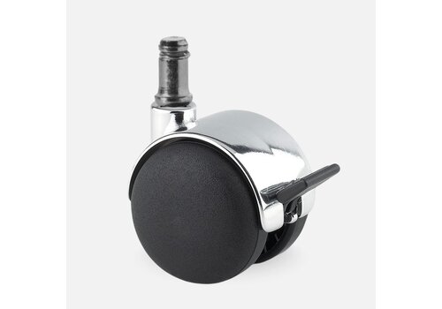 PP chrome wiel 50mm stift 8mm met rem 