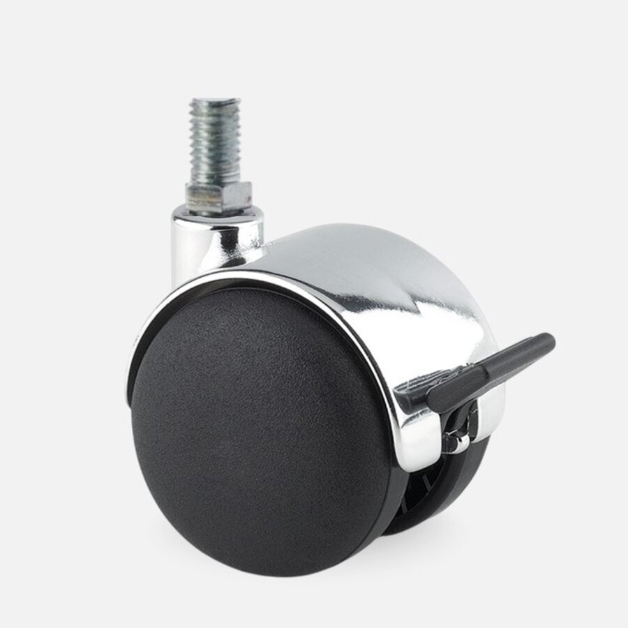 PP chrome wiel 50mm bout M6x12 met rem-1