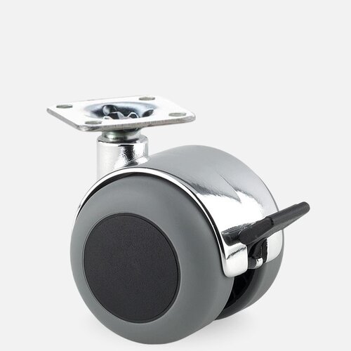 PPTP chrome wiel 50mm plaat 30x30mm met rem 