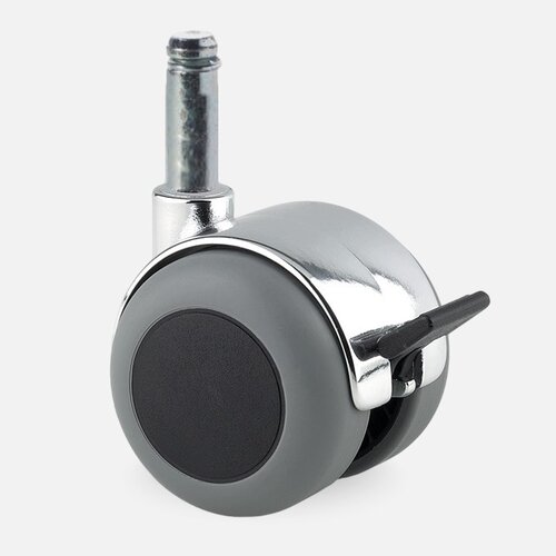 PPTP chrome wiel 50mm stift 8mm met rem 