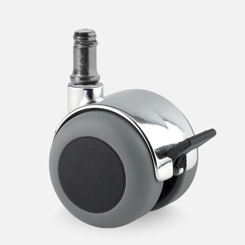 PPTP chrome wiel 50mm stift 11mm met rem 